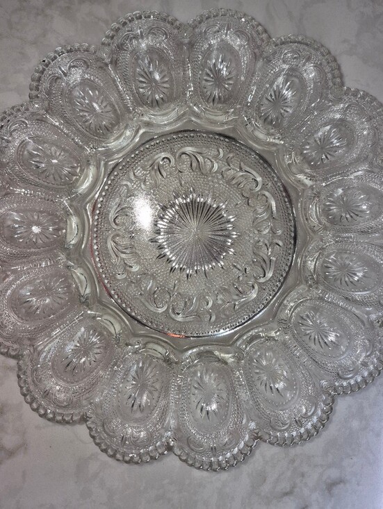 L.E. Smith Other - Vintage Clear Pressed Glass Deviled Egg/Oyster Serving Plate